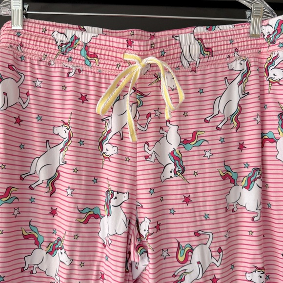 NWOT Women’s pink unicorn 🦄 lightweight soft sleep joggers with pockets - Picture 2 of 7